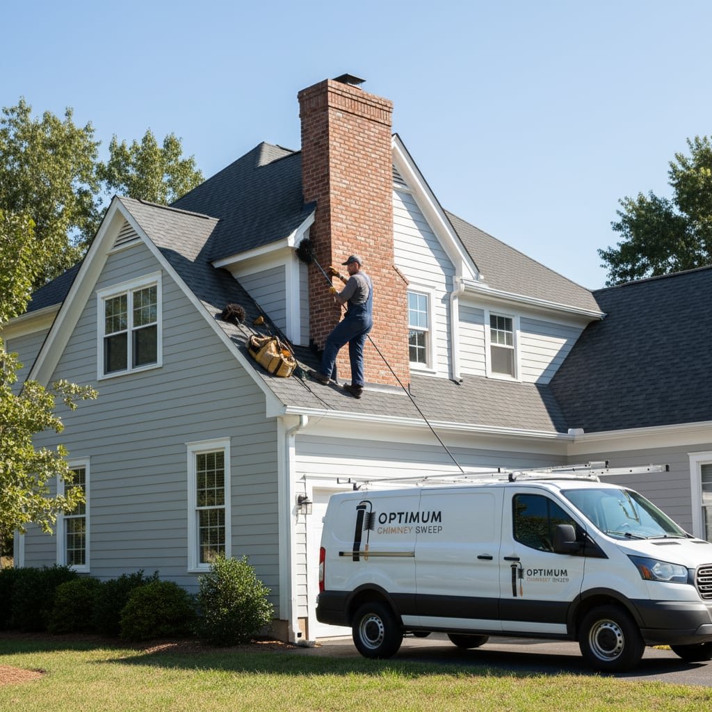 Optimum Chimney Sweep team working on chimney
